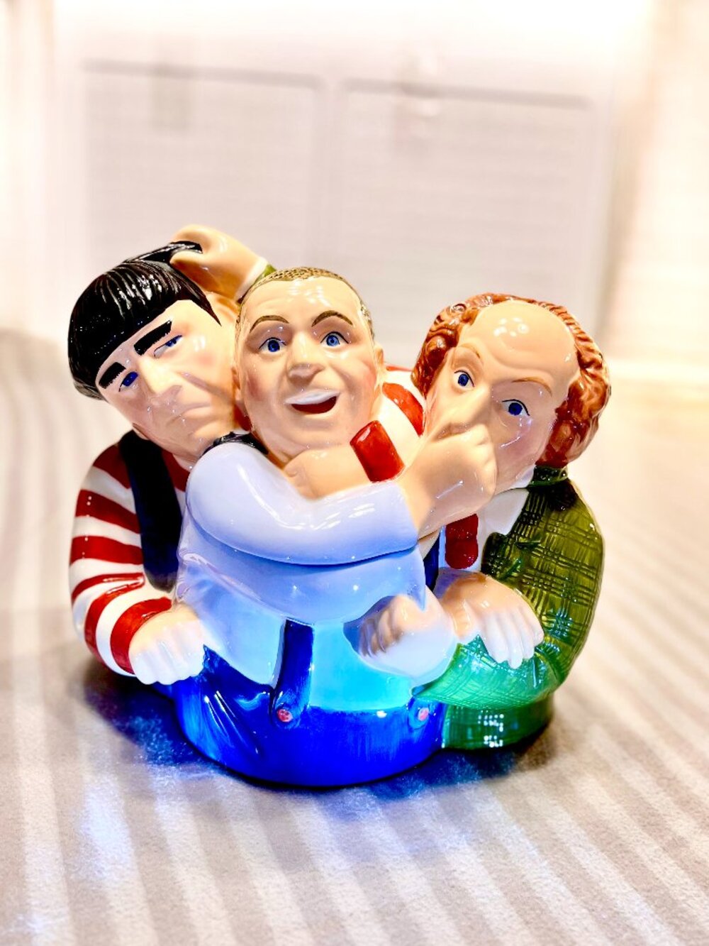 VTG 1997 The Three Stooges Cookie Jar Ceramic Clay Art Moe Larry Curly